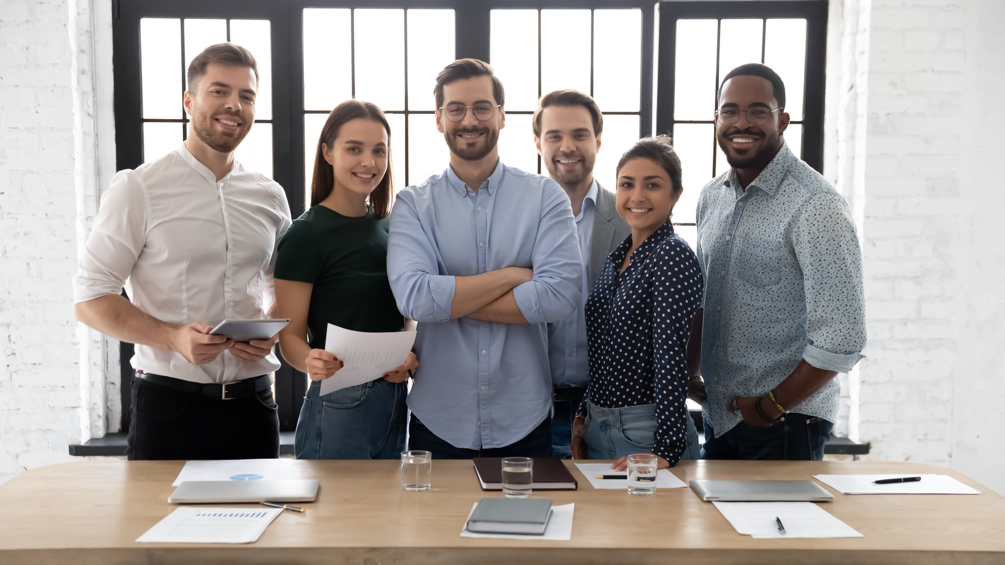 Portrait of a team smiling